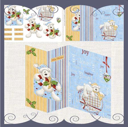 Christmas Bear No Hole Fold Back Card