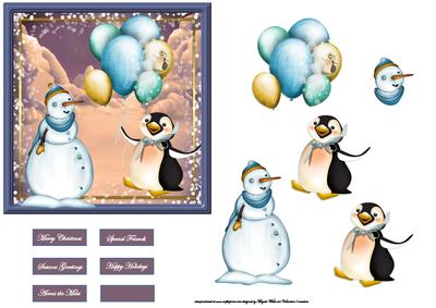 Winter Party Friends Card and Decoupage