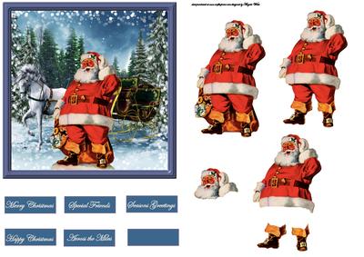Santa Has No Reindeer Card with Decoupage