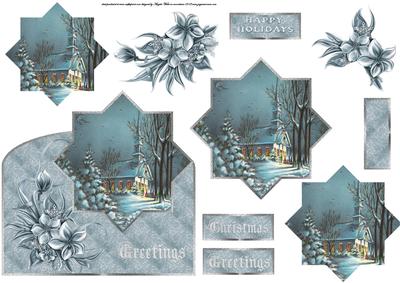 Christmas Eve Over the Edge Card with Decoupage
