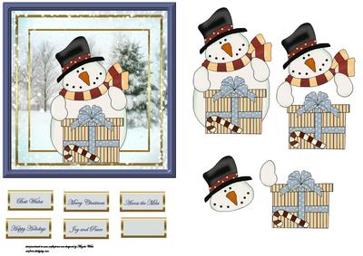 Pressie from the Snowman Card with Decoupage