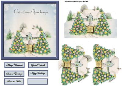 Christmas Vintage Cottage Card and Easy Cut Decoupage