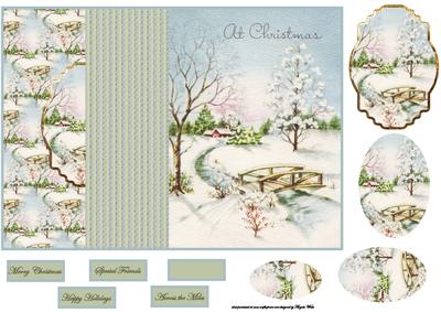 Across the Bridge at Christmas No Hole Fold Back Card