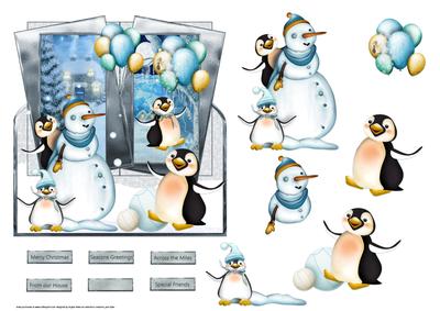 Penguin Party Over the Edge Card and Decoupage