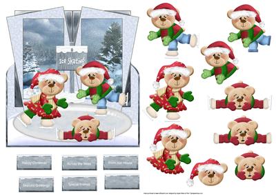 Teddy Bear Winter Fun Over the Edge Card