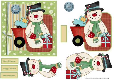 Snowman and Toys Card with Decoupage