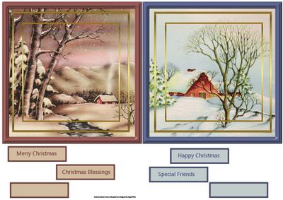 Christmas Vintage Snow Scenes, Card Fronts