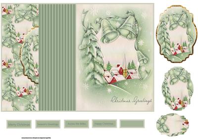Vintage Christmas Bells No Hole Fold Back Card