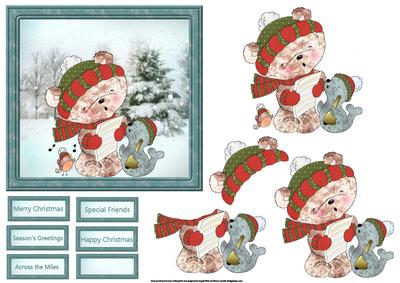 Ted's Choir Friends Card with Decoupage