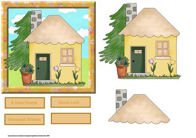 Little Yellow House Card with Decoupage