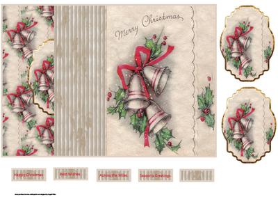 Christmas Bells No Hole Fold Back Card with Toppers