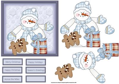 Snowman with Gift and Ginger Bread Men Card