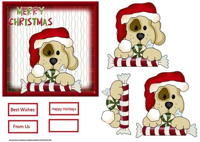 Christmas Candy Dog Card Front