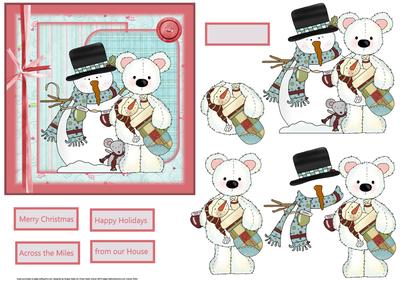 Snowman and Polar Bear Card with Decoupage