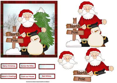 Santa at the North Pole Card with Decoupage