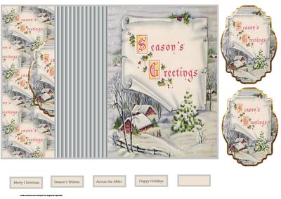 Vintage Season's Greetings No Hole Fold Back