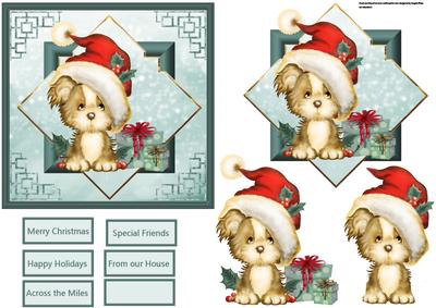 Christmas Dog with Gifts Card with a Topper