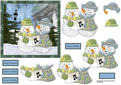 Snowman Gets Ready to Sing Card with Decoupage