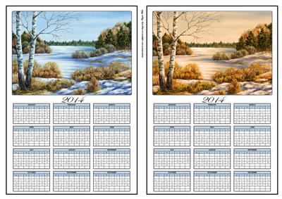 Season Paintings, Winter and Autumn A5 Calendars