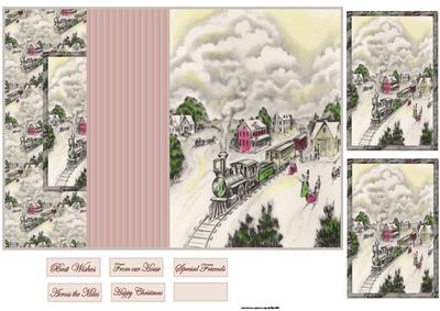 Christmas Train No Hole Fold Back Card