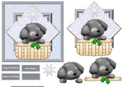 Puppy in a Basket Card with a Topper