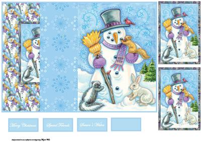 Snowman and Friends No Hole Fold Back Card
