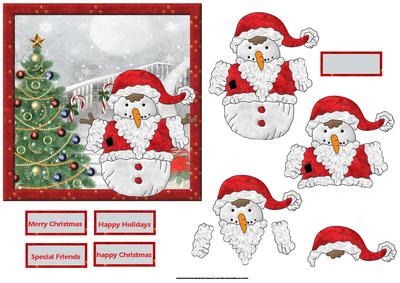 Snowman Santa Card with Decoupage
