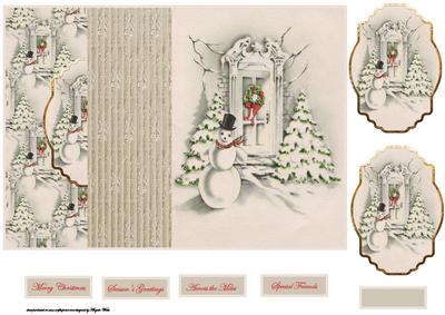 Snowman in the Garden No Hole Fold Back Card