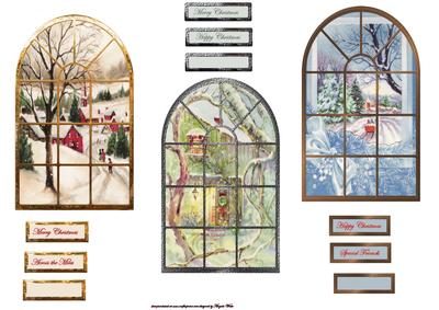 Vintage Window View Toppers and Sentiment Tags