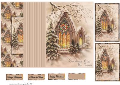 Vintage Church Window No Hole Fold Back Card