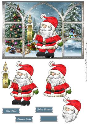 Santa Lights the Way Window View Card