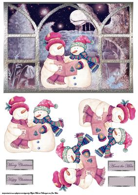 Snowman Carol Singers Card and Decoupage