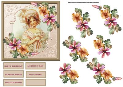 Vintage Lady with Florals Card and Decoupage
