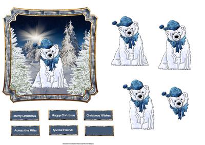 Polar Bear in the Moonlight Card with Decoupage