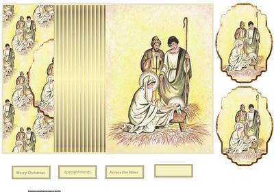 Birth of Jesus No Hole Fold Back Card with Toppers