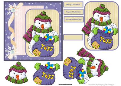 Snowman with His Sack of Toys Card