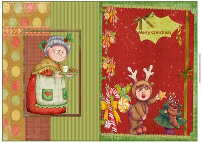 Mrs Clause with the Milk and Cookies Fold Back Card