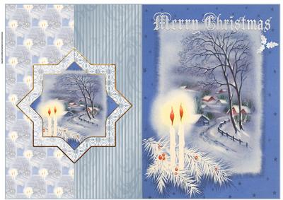 Christmas Candles and Holly Fold Back Card