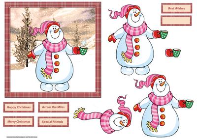 Snowman Has a Hot Chocolate to Keep Warm Card