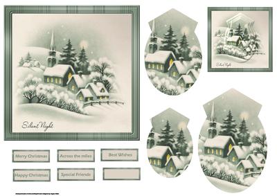 Vintage Christmas Hamlet Card with Shaped Pyramid Layers