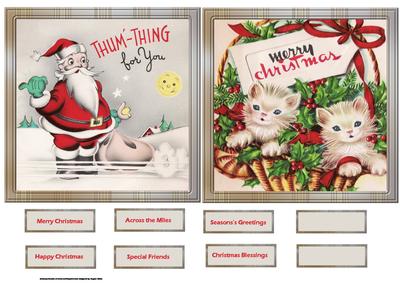 Santa and the Kittens Toppers and Sentiment Tags