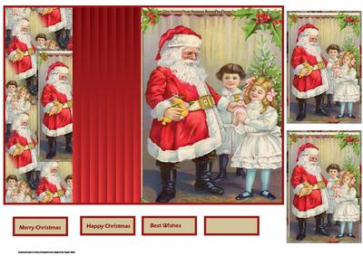 Santa with Children No Hole Fold Back Card