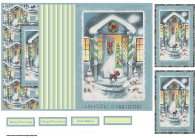Dog Sends Christmas Wishes No Hole Fold Back Card