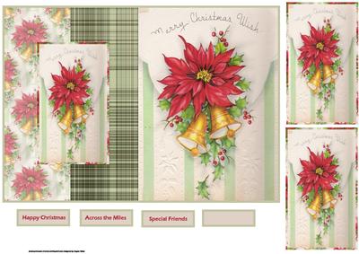 Poinsettias and Plaid Fold Back Vintage Card