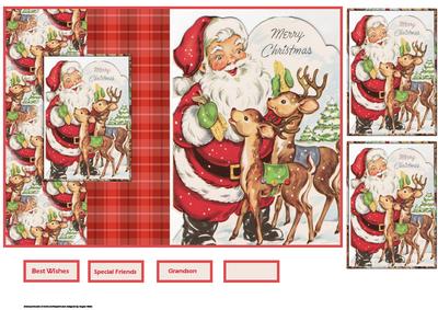 Christmas Santa and Reindeer Fold Back Card