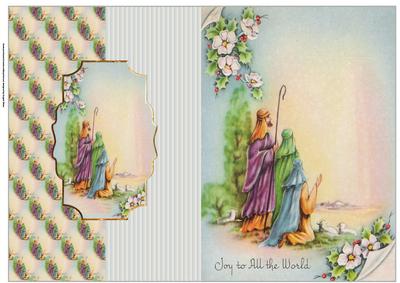 While Shepherds Watch Vintage Christmas Fold Back Card