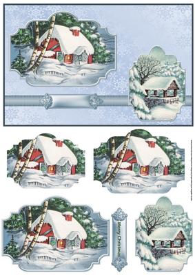 Christmas Vintage House in the Snow Card