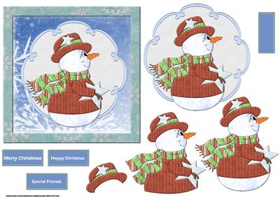 Christmas Snowman with a Star Card and Topper