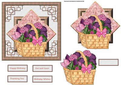 Basket of Flowers Card with Decoupage