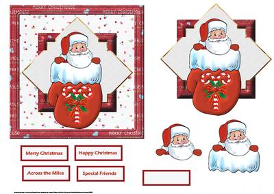 Christmas Santa in a Mitt Card with Decoupage